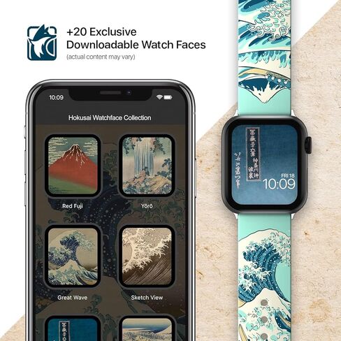 MobyFox Art Series Smartwatch Band Collection - Inspired by the Artist, Compatible with Every Size & Series of Apple Watch (watch not included) - Hokusai The Great Wave in Kuwait