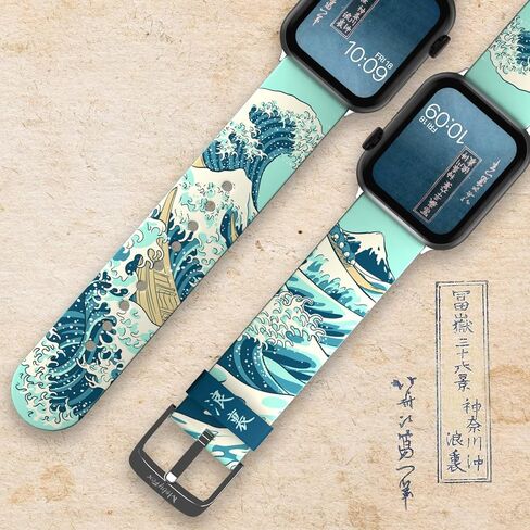 MobyFox Art Series Smartwatch Band Collection - Inspired by the Artist, Compatible with Every Size & Series of Apple Watch (watch not included) - Hokusai The Great Wave in Kuwait