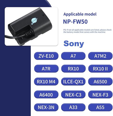 مجموعة بطاريات الدمية DSTE AC-PW20 AC NP-FW50 متوافقة مع Sony Alpha 7، a7، Alpha 7R، a7R، Alpha 7R II، Alpha a3000، a6000، NEX-7، SLT-A55V، DSC-RX10 كاميرا رقمية in Kuwait