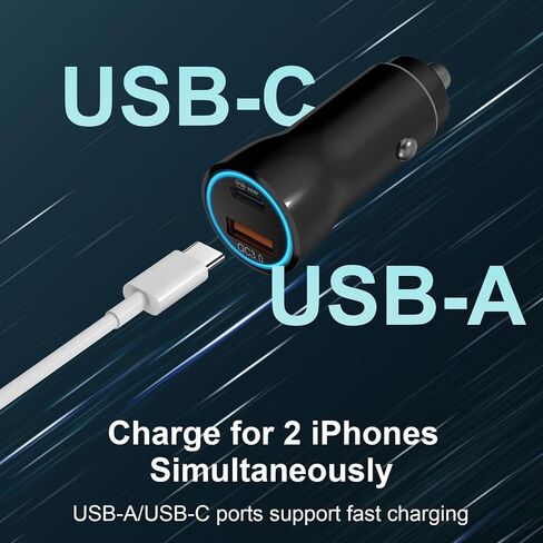 iPhone 15 Car Charger [ MFi Certified] 43W Dual Port USB C Car Charger Adapter with 6FT USB-C to USB-C Fast Charging Cable for iPhone 15/15 Plus/15 Pro/15 Pro Max/14/13/12, iPad Pro/Air/Mini in Saudi Arabia