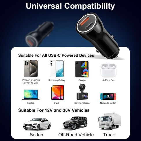 iPhone 15 Car Charger [ MFi Certified] 43W Dual Port USB C Car Charger Adapter with 6FT USB-C to USB-C Fast Charging Cable for iPhone 15/15 Plus/15 Pro/15 Pro Max/14/13/12, iPad Pro/Air/Mini in Saudi Arabia
