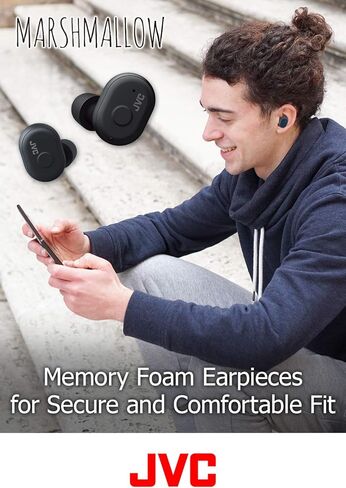 JVC Truly Wireless Earbuds Headphones, Bluetooth 5.0, Water Resistance(Ipx5), Long Battery Life (4+10 Hours), Secure and Comfort Fit with Memory Foam Earpieces - HAA10TH (Misty Gray) in Saudi Arabia