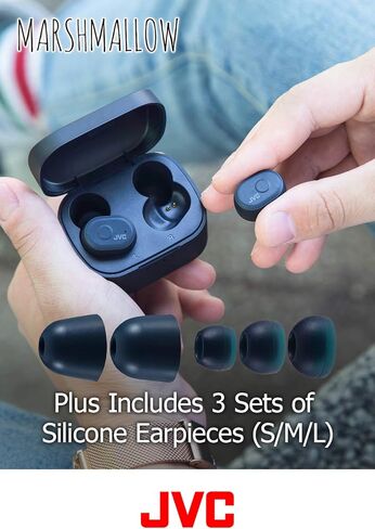 JVC Truly Wireless Earbuds Headphones, Bluetooth 5.0, Water Resistance(Ipx5), Long Battery Life (4+10 Hours), Secure and Comfort Fit with Memory Foam Earpieces - HAA10TH (Misty Gray) in Saudi Arabia
