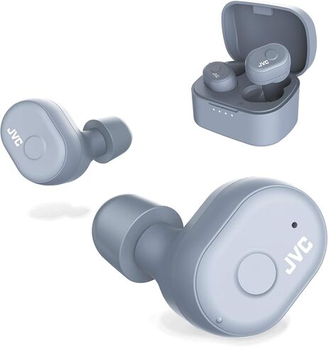 JVC Truly Wireless Earbuds Headphones, Bluetooth 5.0, Water Resistance(Ipx5), Long Battery Life (4+10 Hours), Secure and Comfort Fit with Memory Foam Earpieces - HAA10TH (Misty Gray) in Saudi Arabia