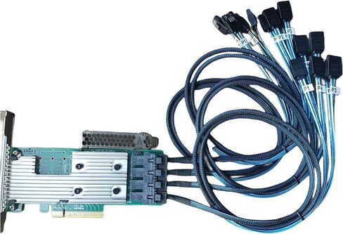 SAS9305-16i SATA SAS 16 Port HBA 12Gbs RAID Controller Card Host Bus Adapter PCIe 3.0 x8 IT-Mode 05-25703-00 Card (9305-16i + 4 * 8643 SATA) in Kuwait