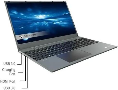 جهاز كمبيوتر محمول جديد 15.6 FHD فائق النحافة من Gateway باللون الأزرق Ryzen 3 يصل إلى 3.1 جيجا هرتز و4 جيجابايت DDR4 و128 جيجابايت SSD تم ضبطه بواسطة THX Audio HDMI Cortana Webcam W11 (GW156 - متجدد) in Kuwait