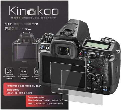 واقي شاشة kinokoo Pentax KF، واقي شاشة من الزجاج المقوى 0.25 مم لكاميرا Pentax KF/K-F الرقمية خالية من الفقاعات/مضادة للخدش (عبوتان) in Kuwait
