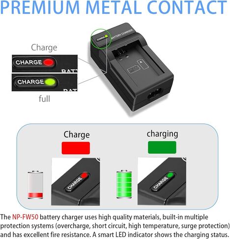 مجموعة شاحن بطارية KWTOUL NP-FW50 متوافقة مع كاميرا Sony Alpha A6500 A6400 A6300 A6000 A7، A7II، A7R، A7RII، A7S، A7SII، A7S2 NEX-3/5/7 Series in Kuwait