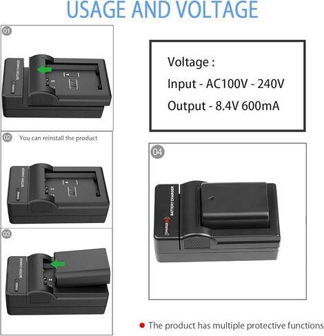 مجموعة شاحن بطارية KWTOUL NP-FW50 متوافقة مع كاميرا Sony Alpha A6500 A6400 A6300 A6000 A7، A7II، A7R، A7RII، A7S، A7SII، A7S2 NEX-3/5/7 Series in Kuwait