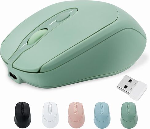 Rechargeable Wireless Bluetooth Mouse - Silent, Portable Slim Computer Mouse for Laptop, iPad, MacBook Pro/Air, PC, Surface Pro, Lenovo/Samsung Tablet (Green) in Kuwait