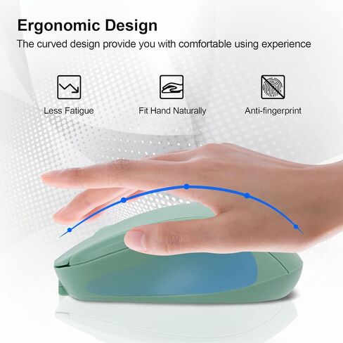 Rechargeable Wireless Bluetooth Mouse - Silent, Portable Slim Computer Mouse for Laptop, iPad, MacBook Pro/Air, PC, Surface Pro, Lenovo/Samsung Tablet (Green) in Kuwait