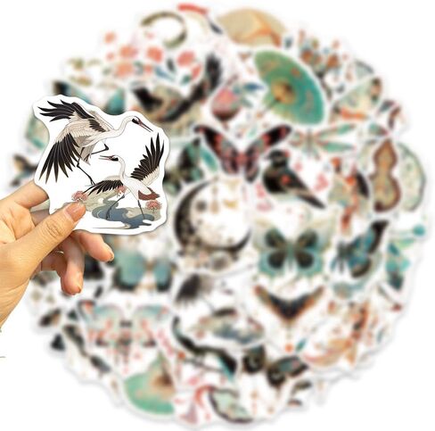 50Pcs Vintage Stickers for Water Bottle, Waterproof Vinyl Bird and Butterfly Sticker Decals for Laptop, Hydroflask, Cups, Suitcases, Skateboard, Phone, Notebooks, MacBook Anime Aesthetic Stickers in Kuwait