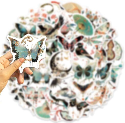 50Pcs Vintage Stickers for Water Bottle, Waterproof Vinyl Bird and Butterfly Sticker Decals for Laptop, Hydroflask, Cups, Suitcases, Skateboard, Phone, Notebooks, MacBook Anime Aesthetic Stickers in Kuwait