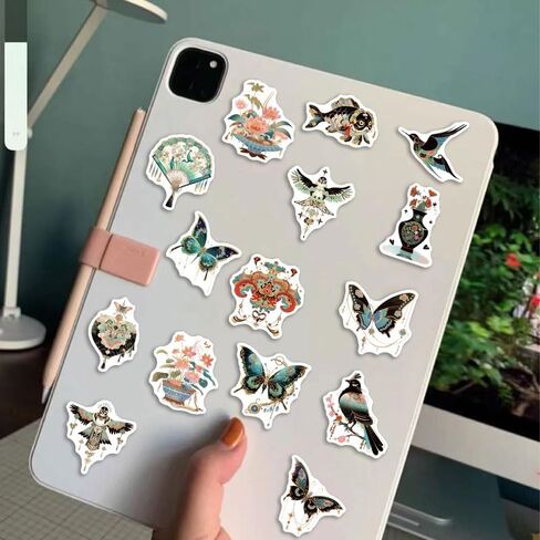 50Pcs Vintage Stickers for Water Bottle, Waterproof Vinyl Bird and Butterfly Sticker Decals for Laptop, Hydroflask, Cups, Suitcases, Skateboard, Phone, Notebooks, MacBook Anime Aesthetic Stickers in Kuwait