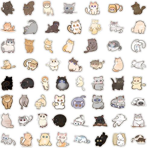 ملصقات انهستكس القطة اللطيفة| 120 عبوة | ملصقات كاواي فينيل مقاومة للماء لأجهزة الكمبيوتر المحمول، ممتص الصدمات، زجاجات المياه، الكمبيوتر، الهاتف، القبعة الصلبة، ملصقات السيارات والشارات للأطفال والمراهقين والبالغين لمكافأة مستلزمات الحفلات in Kuwait
