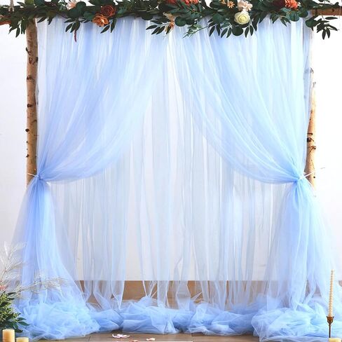 White Tulle Backdrop Curtain for Parties Wedding 10ft x 8ft Sheer Backdrop Curtains for Bridal Shower Birthday Party Baby Shower Ceiling Drapes Christmas Photo Decorations 2 Panels 5ft x 8ft in Kuwait