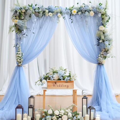 White Tulle Backdrop Curtain for Parties Wedding 10ft x 8ft Sheer Backdrop Curtains for Bridal Shower Birthday Party Baby Shower Ceiling Drapes Christmas Photo Decorations 2 Panels 5ft x 8ft in Kuwait