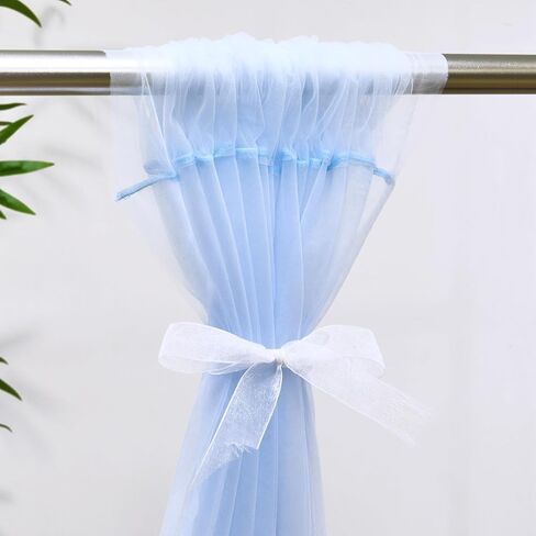 White Tulle Backdrop Curtain for Parties Wedding 10ft x 8ft Sheer Backdrop Curtains for Bridal Shower Birthday Party Baby Shower Ceiling Drapes Christmas Photo Decorations 2 Panels 5ft x 8ft in Kuwait