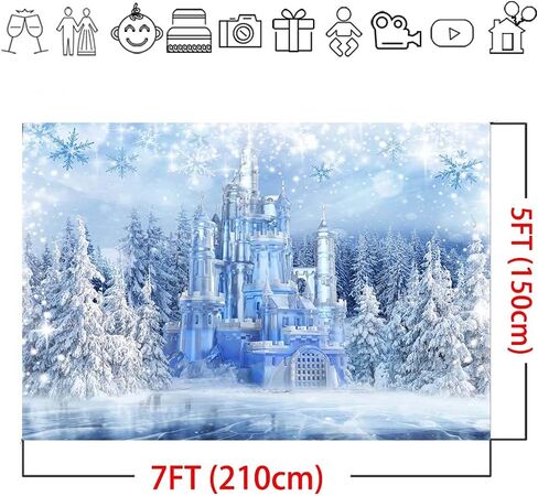 Mocsicka Winter Castle Backdrop Ice Frozen World Winter Wonderland Party Decorations Supplies Snow Happy Birthday Photography Backdrops (8x6ft) in Saudi Arabia