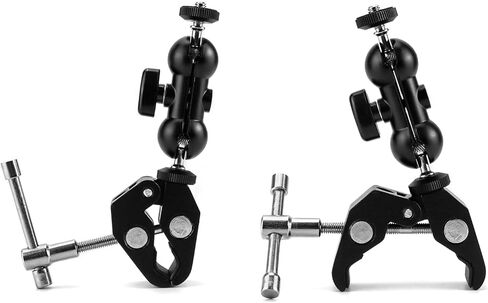 حامل كاميرا QWORK الفائق، مجموعتان من مشبك الكاميرا بمحول ذراع سحري برأس كروي مزدوج مع خيط 1/4 و3/8، حامل طاولة مكتب سياج للشاشة، مصابيح LED/فلاش، ميكروفون، كاميرا DSLR in Kuwait