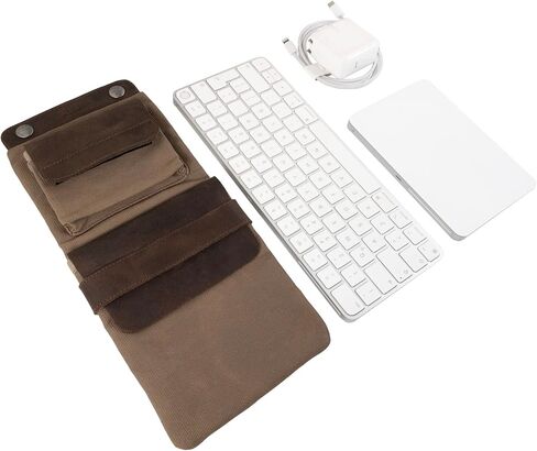 Hide & Drink, Vintage Sleeve Compatible with Magic Keyboard and Trackpad Handmade from Waxed Canvas and Full Grain Leather - Fatigue in Saudi Arabia