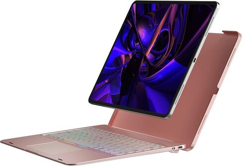 حافظة لوحة مفاتيح doqo لجهاز iPad Pro 2020 الجيل الرابع/2018-3rd Gen، لوحة مفاتيح بلوتوث بإضاءة خلفية 7 ألوان، حافظة لوحة مفاتيح بلوتوث قابلة للفصل (بلاستيك، ذهبي وردي) in Kuwait