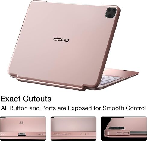 حافظة لوحة مفاتيح doqo لجهاز iPad Pro 2020 الجيل الرابع/2018-3rd Gen، لوحة مفاتيح بلوتوث بإضاءة خلفية 7 ألوان، حافظة لوحة مفاتيح بلوتوث قابلة للفصل (بلاستيك، ذهبي وردي) in Kuwait