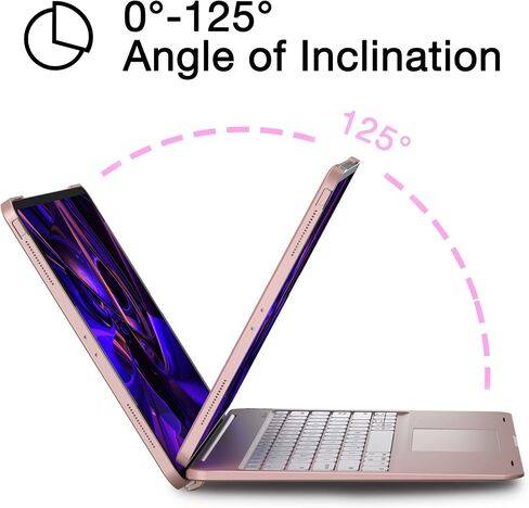 حافظة لوحة مفاتيح doqo لجهاز iPad Pro 2020 الجيل الرابع/2018-3rd Gen، لوحة مفاتيح بلوتوث بإضاءة خلفية 7 ألوان، حافظة لوحة مفاتيح بلوتوث قابلة للفصل (بلاستيك، ذهبي وردي) in Kuwait