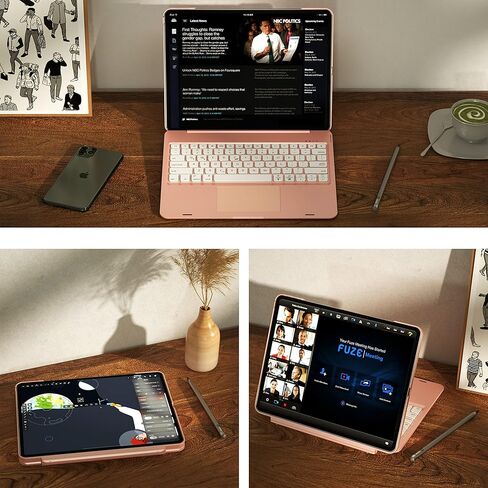 حافظة لوحة مفاتيح doqo لجهاز iPad Pro 2020 الجيل الرابع/2018-3rd Gen، لوحة مفاتيح بلوتوث بإضاءة خلفية 7 ألوان، حافظة لوحة مفاتيح بلوتوث قابلة للفصل (بلاستيك، ذهبي وردي) in Kuwait