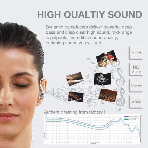 Noise-Isolating Musician's in Ear Monitor, Wired Over Ear Headphones with Microphone,Sport Earbuds for Running,Jogging,Gym,Compatible with iPhone, Cell Phones,Computers (Black) in Saudi Arabia
