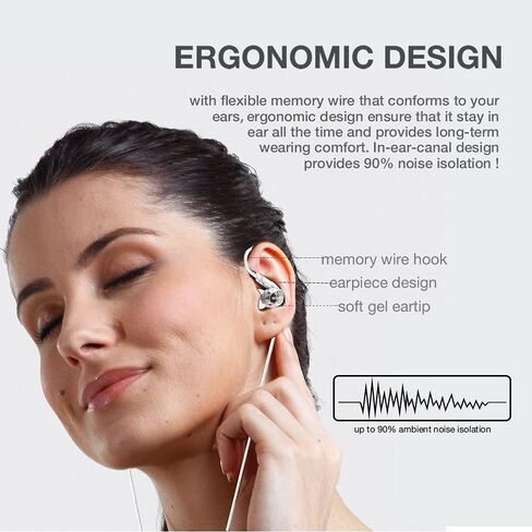 Noise-Isolating Musician's in Ear Monitor, Wired Over Ear Headphones with Microphone,Sport Earbuds for Running,Jogging,Gym,Compatible with iPhone, Cell Phones,Computers (Black) in Saudi Arabia