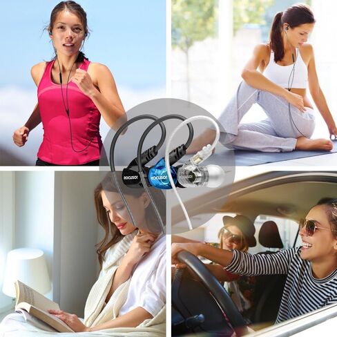 Noise-Isolating Musician's in Ear Monitor, Wired Over Ear Headphones with Microphone,Sport Earbuds for Running,Jogging,Gym,Compatible with iPhone, Cell Phones,Computers (Black) in Saudi Arabia