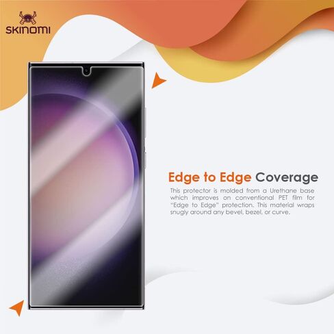 سكنومي شاشة حماية متوافقة مع موبايل سامسونج جالاكسي S23 الترا شبكة الجيل الخامس 5G (عبوتان) شفافة من تيك سكين مصنوعة من البولي يوريثين الحراري مضادة للفقاعات HD in Kuwait