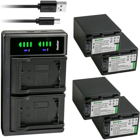 Kastar NP-FV100 LTD2 USB Battery Charger Compatible with Sony DEV-50V FDR-AX100 FDR-AX100E FDR-AX700 FDR-AX33 FDR-AX43 FDR-AX53 FDR-AXP55 HDR-CX110 HDR-CX115 HDR-CX116 HDR-CX130 Camera in Kuwait