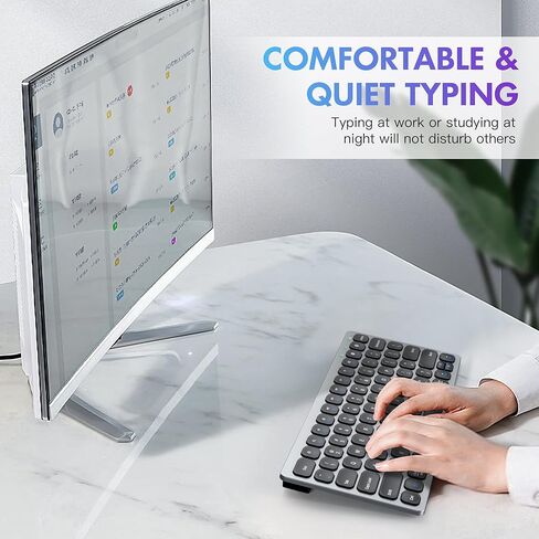 لوحة مفاتيح لاسلكية SMISEACOW Kwumsy KS01، اتصال لاسلكي مع بلوتوث و2.4 جيجا USB، مدخل هادئ وتصميم محمول، متوافق مع Windows/Mac OS/Android/iOS والعمل مع أجهزة متعددة in Kuwait