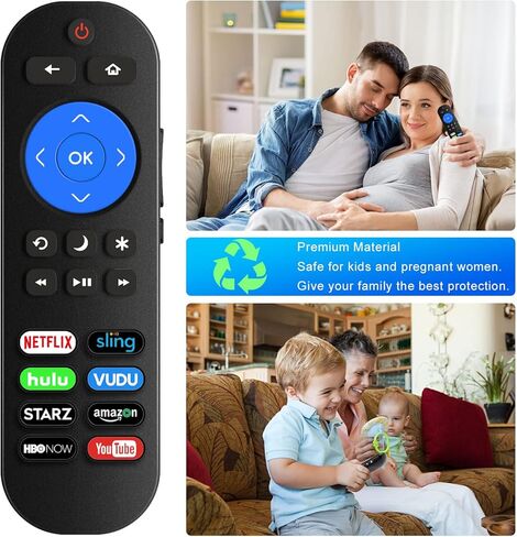 جهاز التحكم عن بعد للتلفزيون العالمي لتلفزيون Roku، لجهاز TCL Hisense Onn Sanyo Philips Sharp JVC Hitachi Element Roku TV Remote، جهاز التحكم عن بعد للتلفزيون مع Netflix Sling Hulu Vudu Starz Amazon HBONOW YouTube Buttons مع البطاريات in Kuwait