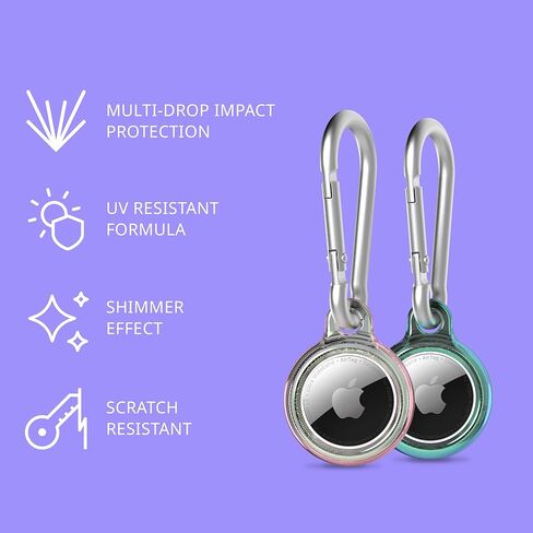 حافظة Tech21 Evo Shimmer AirTags مع حلقة تسلق. متوافق مع حزمة Apple AirTag المكونة من قطعتين. in Kuwait