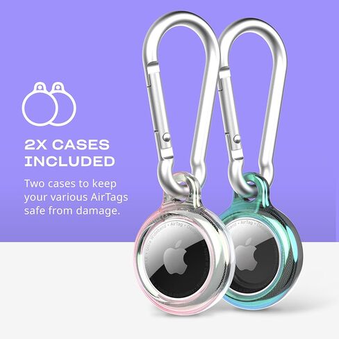 حافظة Tech21 Evo Shimmer AirTags مع حلقة تسلق. متوافق مع حزمة Apple AirTag المكونة من قطعتين. in Kuwait