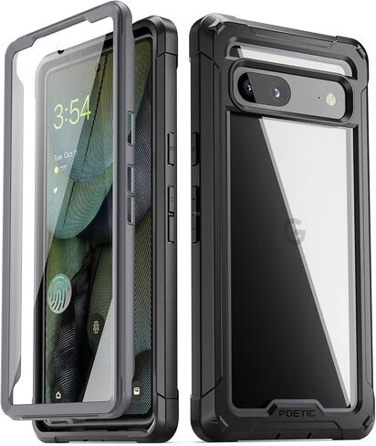 حافظة سلسلة Poetic Guardian لهاتف Google Pixel 7A 5G، [تم اختبار السقوط بدرجة ميل 20 قدمًا] واقي شاشة مدمج يعمل مع معرف بصمة الإصبع، غطاء متين هجين مقاوم للصدمات لكامل الجسم، أزرق/شفاف in Kuwait