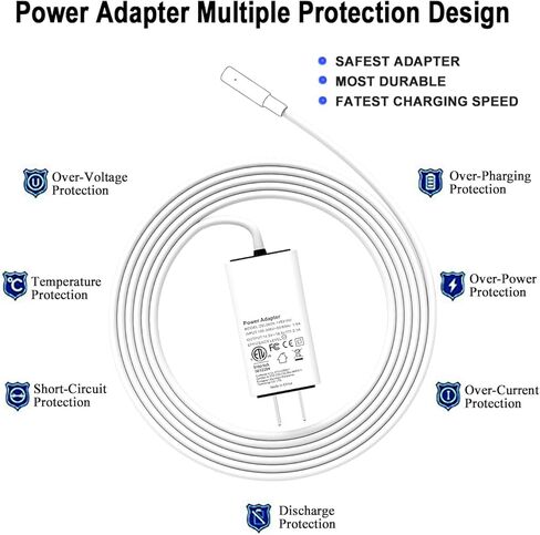 شاحن بديل صغير بقدرة 45 وات متوافق مع جهاز Mac Book Air 11 مقاس 13 بوصة (أواخر 2008 إلى منتصف 2011) موصل مغناطيسي من الجيل الأول على شكل L A1374 A1244 A1370 A1369 A1377 A1237 A1304 محول طاقة تيار متردد in Kuwait