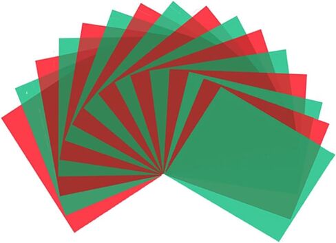 Christmas Gel Light Filter 16 Pieces Transparent Color Film Plastic Sheets Premium Colored Overlays Correction Red Green, 11.7 by 8.3 Inches in Kuwait