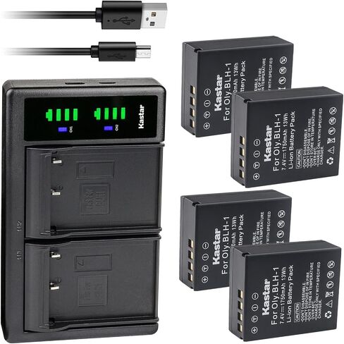 Kastar BLH-1 LTD2 USB Battery Charger Compatible with Olympus OM-D E-M1 Mark II, OM-D EM1 Mark II, OM-D E-M1 MARKII, OM-D E-M1 MARK2, OM-D E-M1X EM1X, OM-D EM1 Mark III Camera in Saudi Arabia