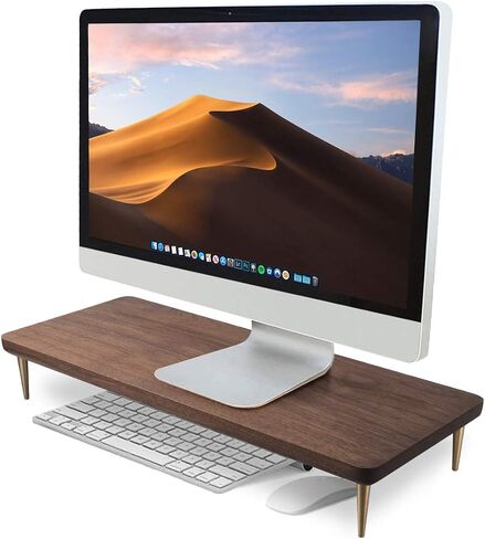 CRAFT KITTIES Wood Riser Monitor Stand with USB Ports Computer Stand w/Slot for Tablet & Cellphone Computer Riser w/Big Storage, Dual Monitor Riser for PC, Computer, Laptop, Printer in Kuwait