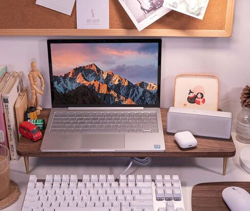 CRAFT KITTIES Wood Riser Monitor Stand with USB Ports Computer Stand w/Slot for Tablet & Cellphone Computer Riser w/Big Storage, Dual Monitor Riser for PC, Computer, Laptop, Printer in Kuwait