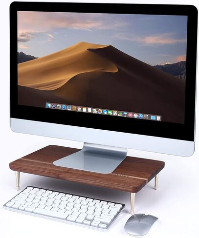 CRAFT KITTIES Wood Riser Monitor Stand with USB Ports Computer Stand w/Slot for Tablet & Cellphone Computer Riser w/Big Storage, Dual Monitor Riser for PC, Computer, Laptop, Printer in Kuwait