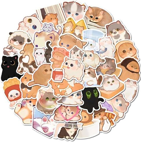 220Pcs Cat Stickers,Cute Cat Stickers for Kids Teens Girls,Vinyl Waterproof Kawaii Cat Stickers for Water Bottles Laptop,Bumper,Skateboard,Computer,Bicycle,Phone,Birthday Party in Kuwait