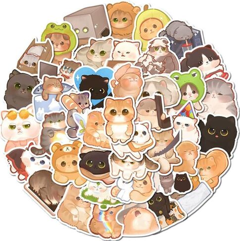 220Pcs Cat Stickers,Cute Cat Stickers for Kids Teens Girls,Vinyl Waterproof Kawaii Cat Stickers for Water Bottles Laptop,Bumper,Skateboard,Computer,Bicycle,Phone,Birthday Party in Kuwait