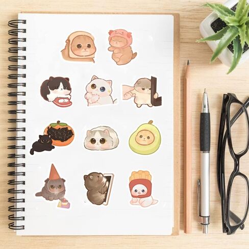 220Pcs Cat Stickers,Cute Cat Stickers for Kids Teens Girls,Vinyl Waterproof Kawaii Cat Stickers for Water Bottles Laptop,Bumper,Skateboard,Computer,Bicycle,Phone,Birthday Party in Kuwait