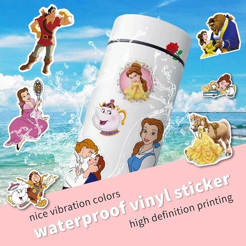Axlksia 100Pcs Beauty and the Beast Stickers, Cute Stickers for Water Bottles, Laptop, Kindle, Computer, Cars, Reusable Vinyl Stickers and Decals for Teens Gift, Stickers for Kids, Stickers for Adults in Kuwait
