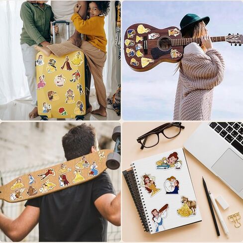 Axlksia 100Pcs Beauty and the Beast Stickers, Cute Stickers for Water Bottles, Laptop, Kindle, Computer, Cars, Reusable Vinyl Stickers and Decals for Teens Gift, Stickers for Kids, Stickers for Adults in Kuwait